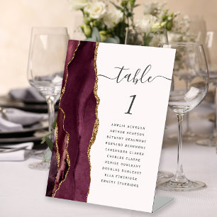 Expositor En L Número de mesa de boda con rubor de ágata dorada d