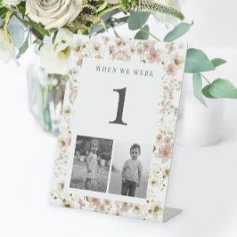 Expositor En L Número de mesa de boda de acuarela con flores silv