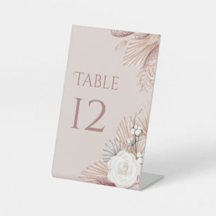 Expositor En L Número de mesa de boda de hierba de Pampas Boho Bl