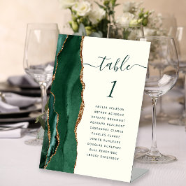 Expositor En L Número de mesa de boda de oro marfil verde esmeral
