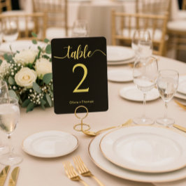 Expositor En L Número de mesa de boda elegante negro y dorado