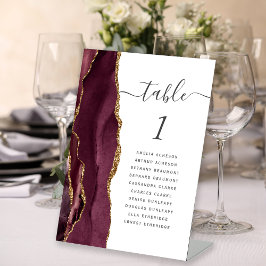 Expositor En L Número de mesa de boda en guión de ágata dorada de