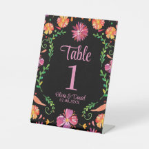 Número de mesa de boda floral Fiesta Mexicana Negr