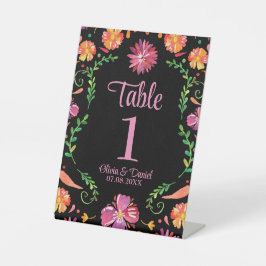 Expositor En L Número de mesa de boda floral Fiesta Mexicana Negr