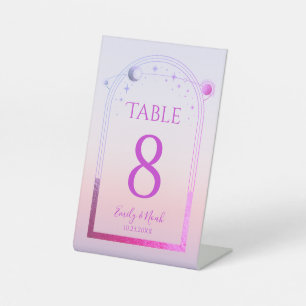 Expositor En L Número de mesa de boda rosa puesta de sol celestia