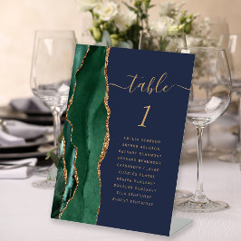 Expositor En L Número de mesa de boda verde esmeralda dorado ágat