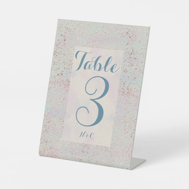 Expositor En L número de mesa de cobre azul moderno y elegante de (Anverso)