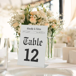 Expositor En L Número de mesa de periódico nostálgico para boda