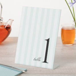 Expositor En L Número de mesa elegante con franja azul personaliz
