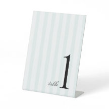 Número de mesa elegante con franja azul personaliz