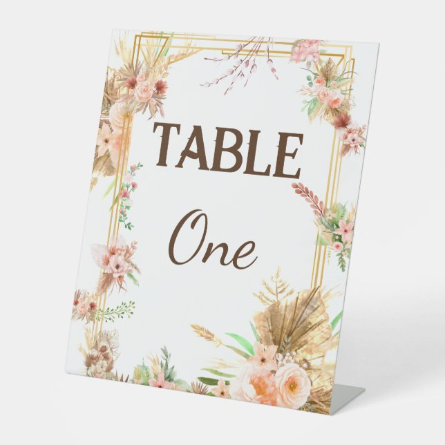 Expositor En L Número de mesa floral boho (Anverso)