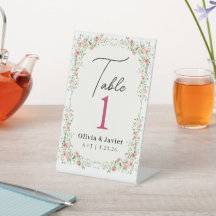 Número de mesa para boda de flores silvestres 