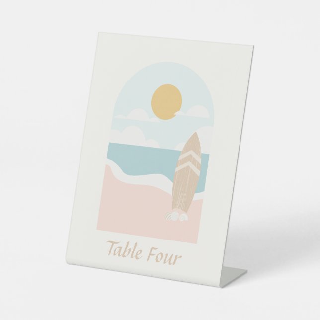 Expositor En L Número de tabla Baby Shower de Surfboard Beach (Anverso)