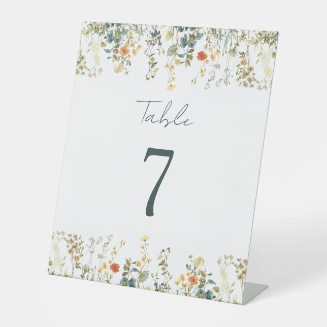 Expositor En L Número de tabla de Boda de flores silvestres (Anverso)