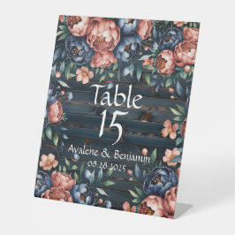 Expositor En L Número de tabla de Boda de madera de pino azul y c