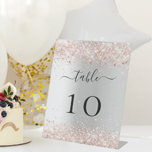 Expositor En L Número de tabla de boda de oro rosa plateado
