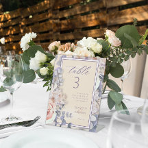 Número de tabla de Boda floral de color rosa