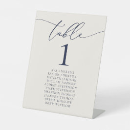 Expositor En L Número de tabla de Boda Minimalista azul y crema d