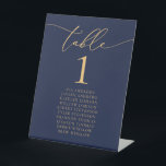Expositor En L Número de tabla de Boda Minimalista azul y oro de<br><div class="desc">Bonita tarjeta con número de mesa,  elegante,  moderna y minimalista. Personalizable completo. **NOTA: Para pedir,  simplemente ajusta tu número de tabla y agrega cada número a tu carrito por separado. Después,  descúbrete una vez que hayas terminado.</div>