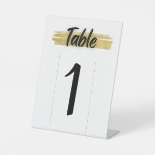 Expositor En L Número de tabla de Boda minimalista blanco y dorad
