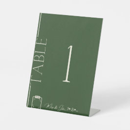 Expositor En L Número de tabla de Boda verde oscuro estético limp