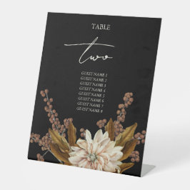 Expositor En L Número de tabla de bodas de otoño en negro floral