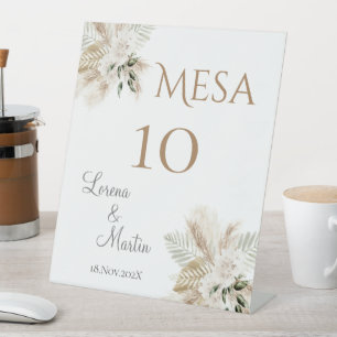 Expositor En L Número de tabla de Bodas del Boho español