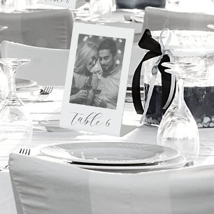 Expositor En L Número De Tabla De bodas Fotografía En Blanco Y Ne