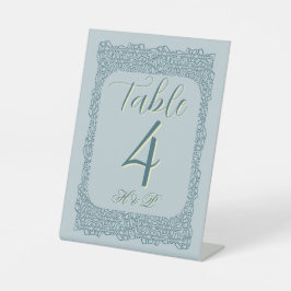 Expositor En L número de tabla de encaje azul vintage personaliza