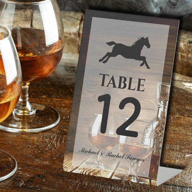 Expositor En L Número de tabla de Whiskey de Bourbon ruso (Rustic Bourbon Whiskey Table Number Pedestal Sign)