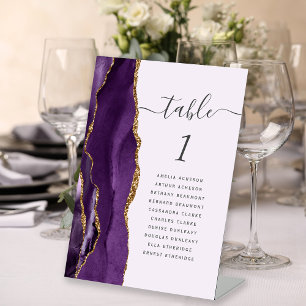 Expositor En L Número de tabla del Boda de lavadora Purple Gold A
