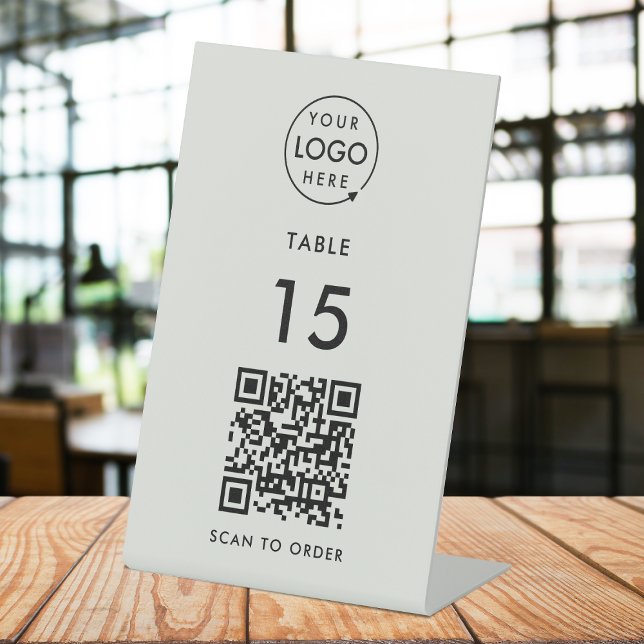 Expositor En L Número de tabla Examen de código QR para solicitar (Interactive "scan to order" QR code table signs for restaurants, bars, cafes & hospitality events.)