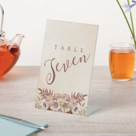 Expositor En L Número de tabla floral de Boho neutro ruso