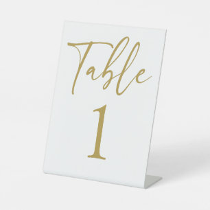 Expositor En L Número de tabla signo de pedestal minimalista dora