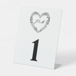 Expositor En L Numéro de table de mariage en forme de cœur floral