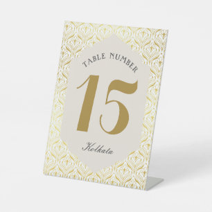 Expositor En L Número y nombre de la tabla floral de oro Art Deco