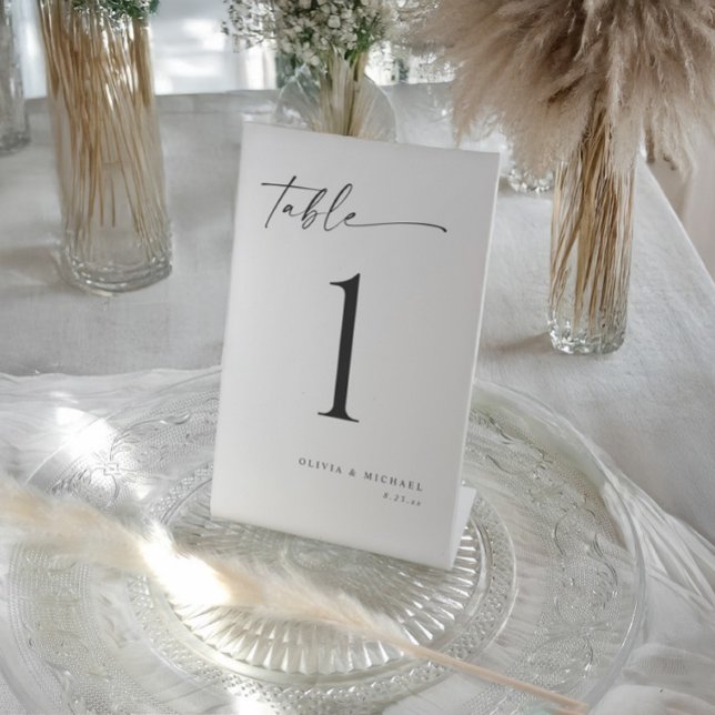 Expositor En L Números de mesa de boda con letra manuscrita moder (Elegant modern handwriting wedding table numbers - 4x6 and self standing signs.)