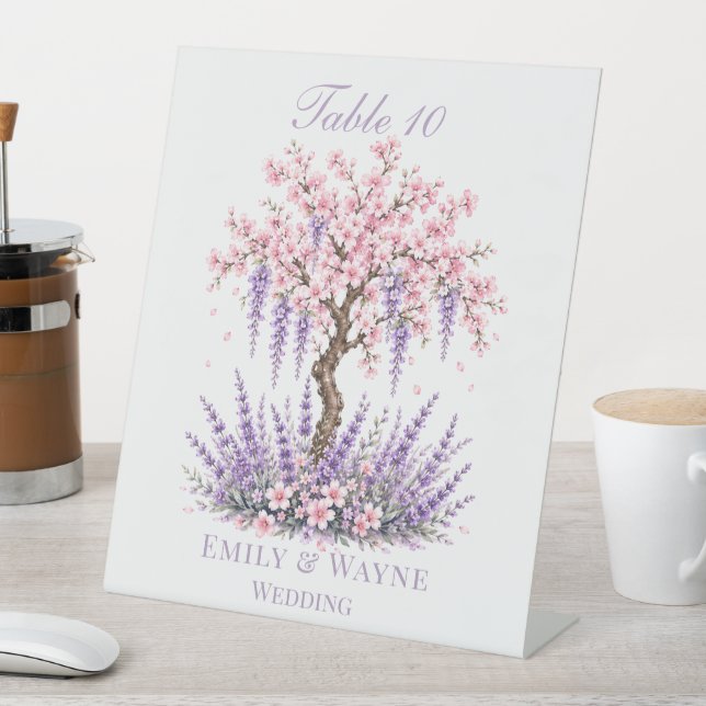 Expositor En L Números de mesa de boda de cerezo y lavanda (In Situ)