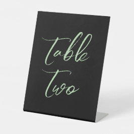 Expositor En L Números de mesa de boda elegantes verde negro