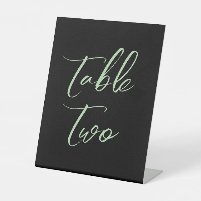 Expositor En L Números de mesa de boda elegantes verde negro (Anverso)