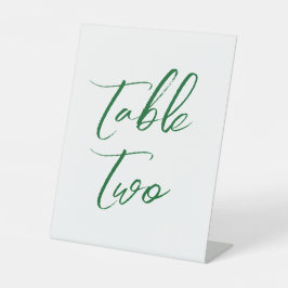 Expositor En L Números de mesa de boda elegantes verdes