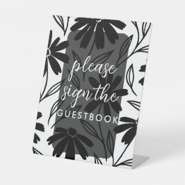Expositor En L Números de mesa de Daisies de Tinta Negra Boho Señ