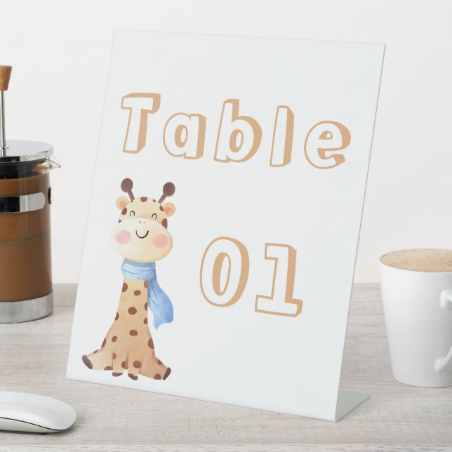 Expositor En L Números de mesa de jirafa bebé linda (In Situ)