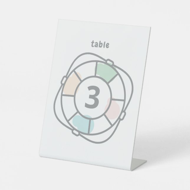Expositor En L Números de mesa de salvavidas de baby shower náuti (Anverso)