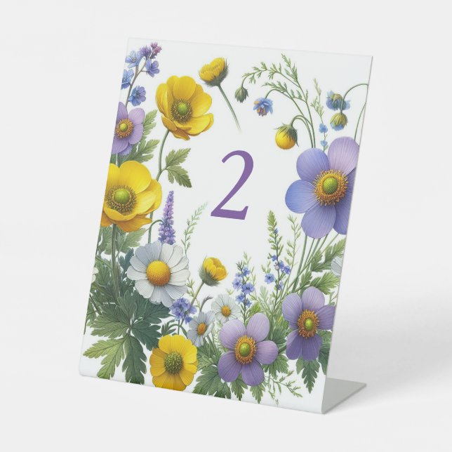 Expositor En L Números de mesa florales (Anverso)