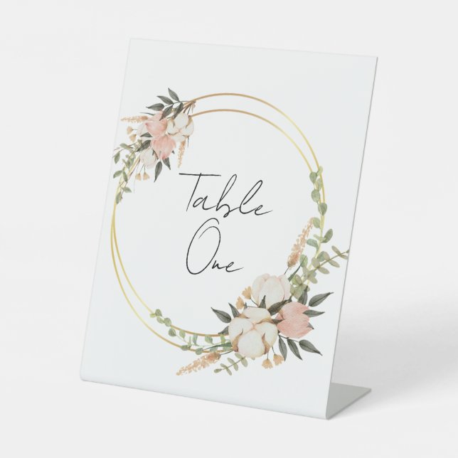 Expositor En L Números de mesa florales (Anverso)