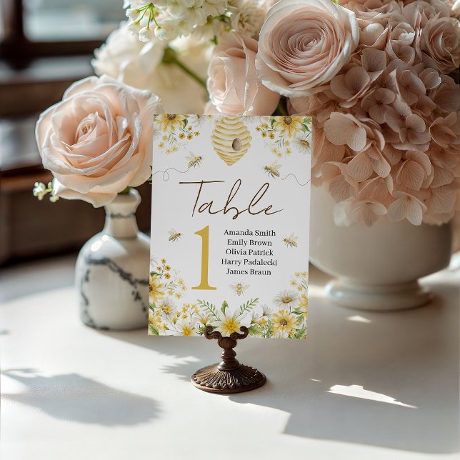 Expositor En L Números de mesa florales botánicos de abeja de mie (Subido por el creador)