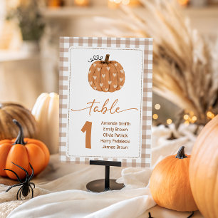 Expositor En L Números de mesa para la ducha de calabaza a cuadro