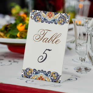 Expositor En L Números de tabla boda de Talavera Azul de época