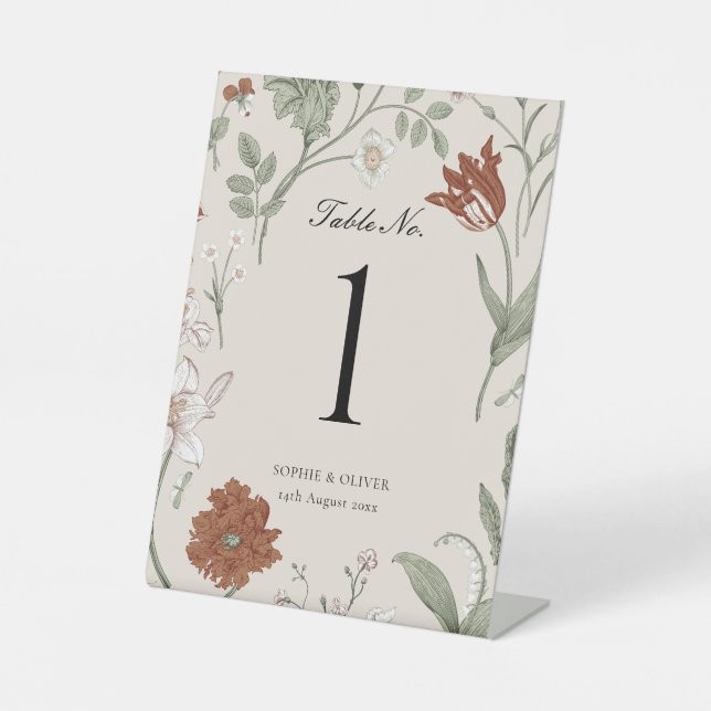 Expositor En L Números de tabla botánica de Terracotta (Anverso)